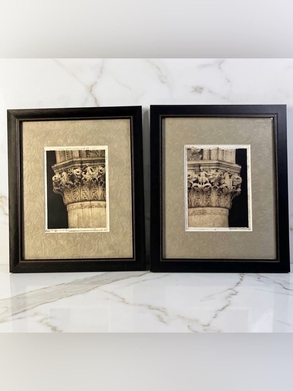 Framed Antiqued Sculpture Prints 10”x12”
